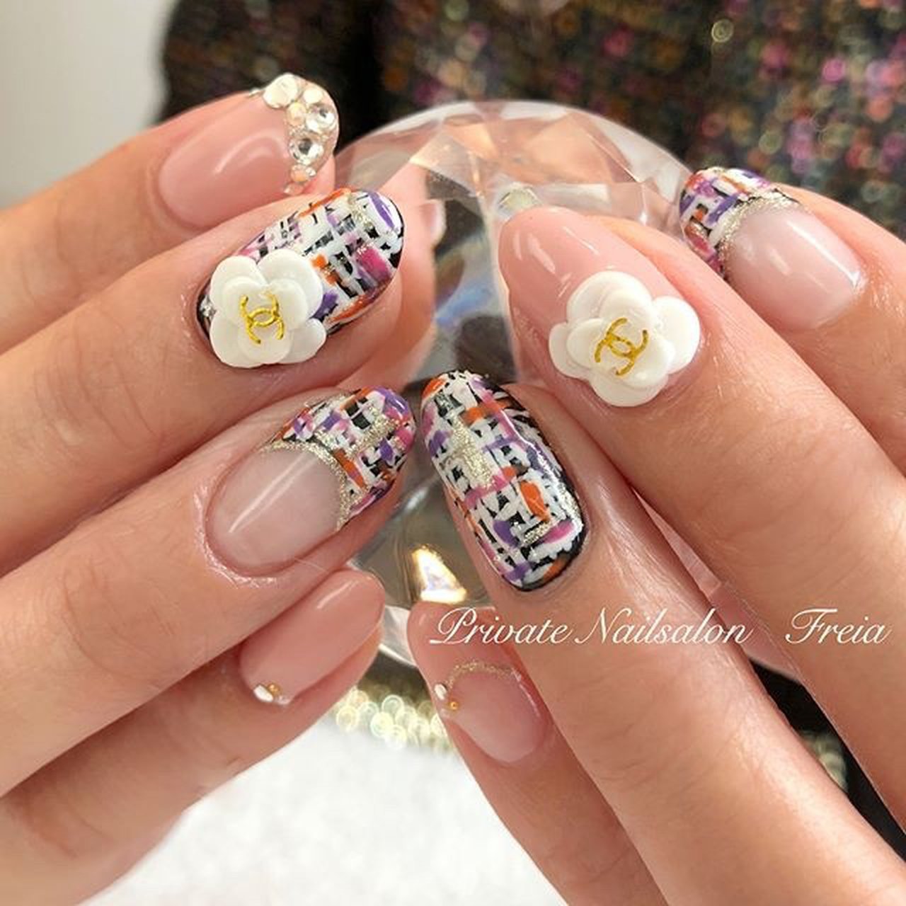 冬/デート/フラワー/ツイード/大人 - Freia_nailのネイルデザイン[No