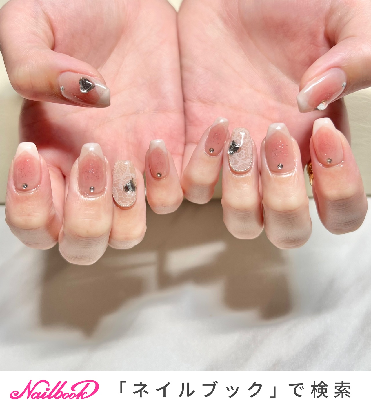 ネイルチップ オーダー クロスフレンチ ブルー 韓国 ガーリー