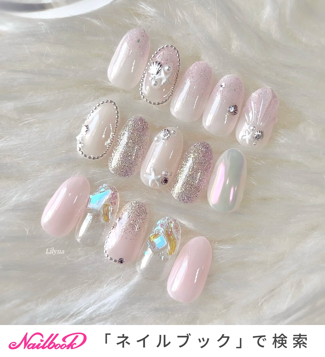 ネイルチップ 白 キラキラ シルバー ちゅるん 派手 フルオーダーネイル ちゅるん/ジェルネイル/ネイルチップのネイルデザイン｜ネイルブック