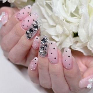 【オーダー】ネイルチップ　リボン　埋め尽くし　アイボリー 1280_lc