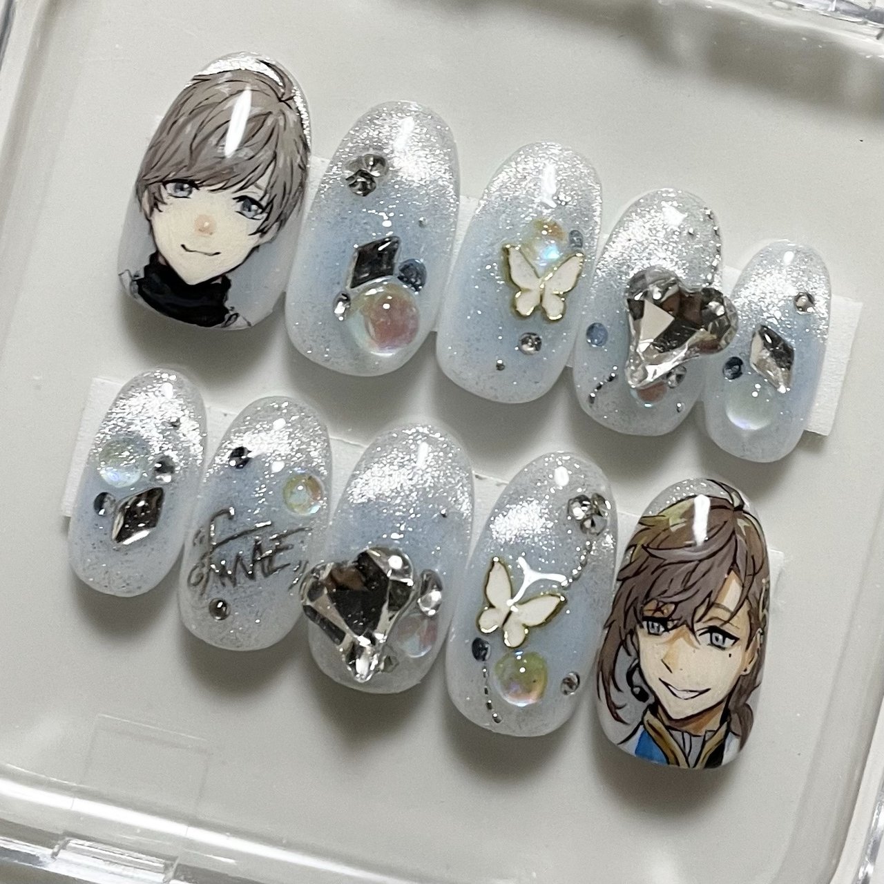 ハンド/ホワイト/水色/ジェルネイル/ネイルチップ - LILY ART NAIL 