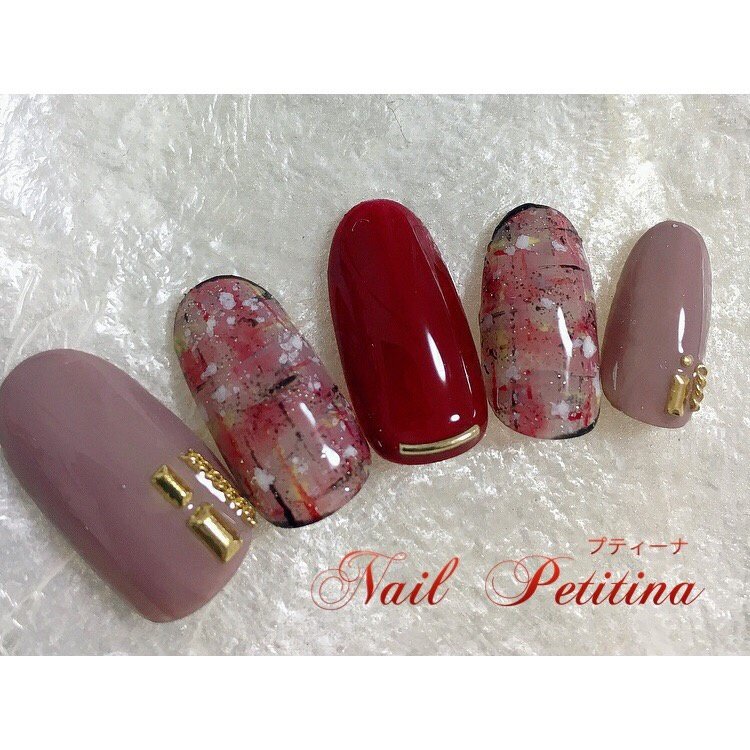 秋 冬 女子会 ハンド チェーン Nail Petitina プティーナ のネイルデザイン No ネイルブック