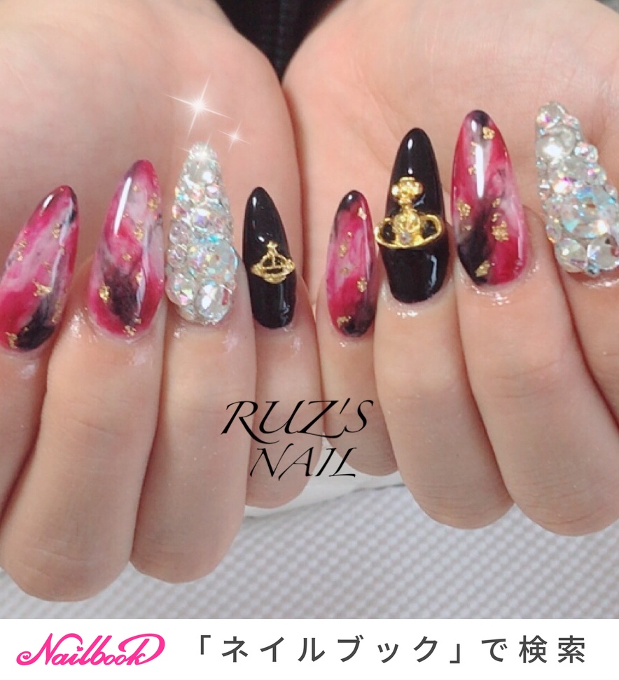 秋/冬/ハンド/ビジュー/ニュアンス - sayaka.Aのネイルデザイン[No