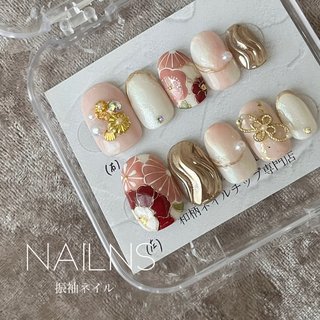 振袖ネイル 和柄ネイル 専用ページ 期間限定割引】成人式ネイル 赤 【サイズオーダー】チップ 振袖