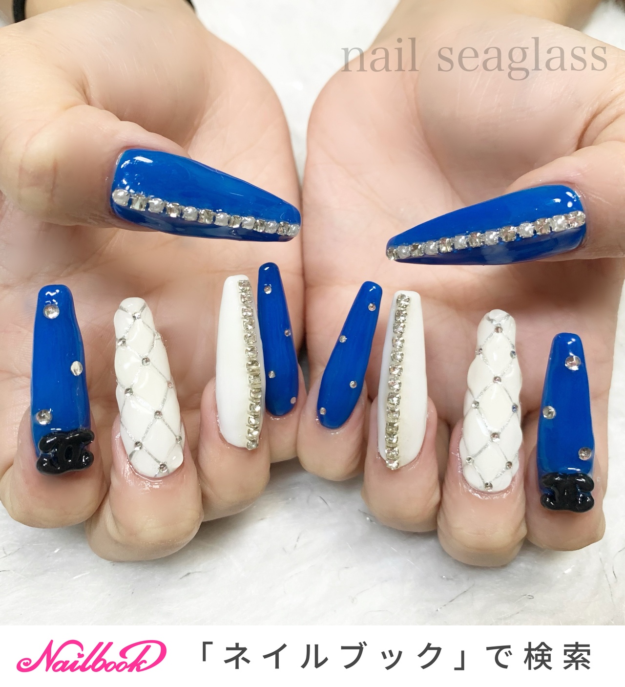 ネイルチップ 量産型 韓国 千鳥柄 ワンホン シンプル ちゅるん 青 水色 赤 4d42f686a2b8e29fd0f8e50d514c3a