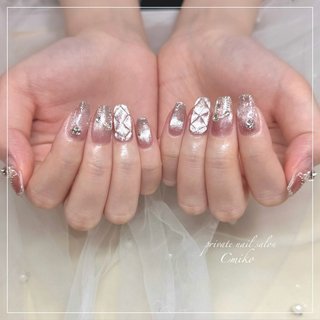 マグネットネイル リボン オーロラ キルティング ネイルチップ