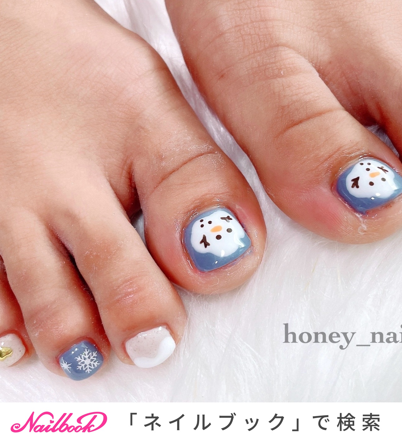 雪だるまネイルのネイルデザイン｜ネイルブック