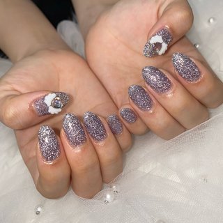 ラメ淡いブルー 肉球 猫 ネイルパーツ 8個 ラメ淡いブルー 肉球 猫