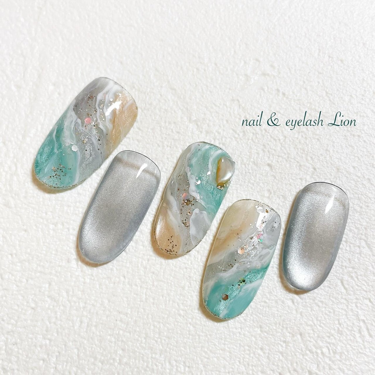 夏/ハンド/ニュアンス/マグネット/天然石 - lionnail_yoshinoのネイル