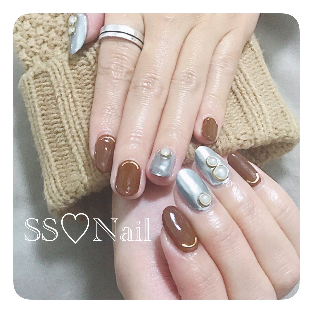 秋 冬 クリスマス 女子会 ブラウン Nail Atelier Ritidianのネイルデザイン No ネイルブック