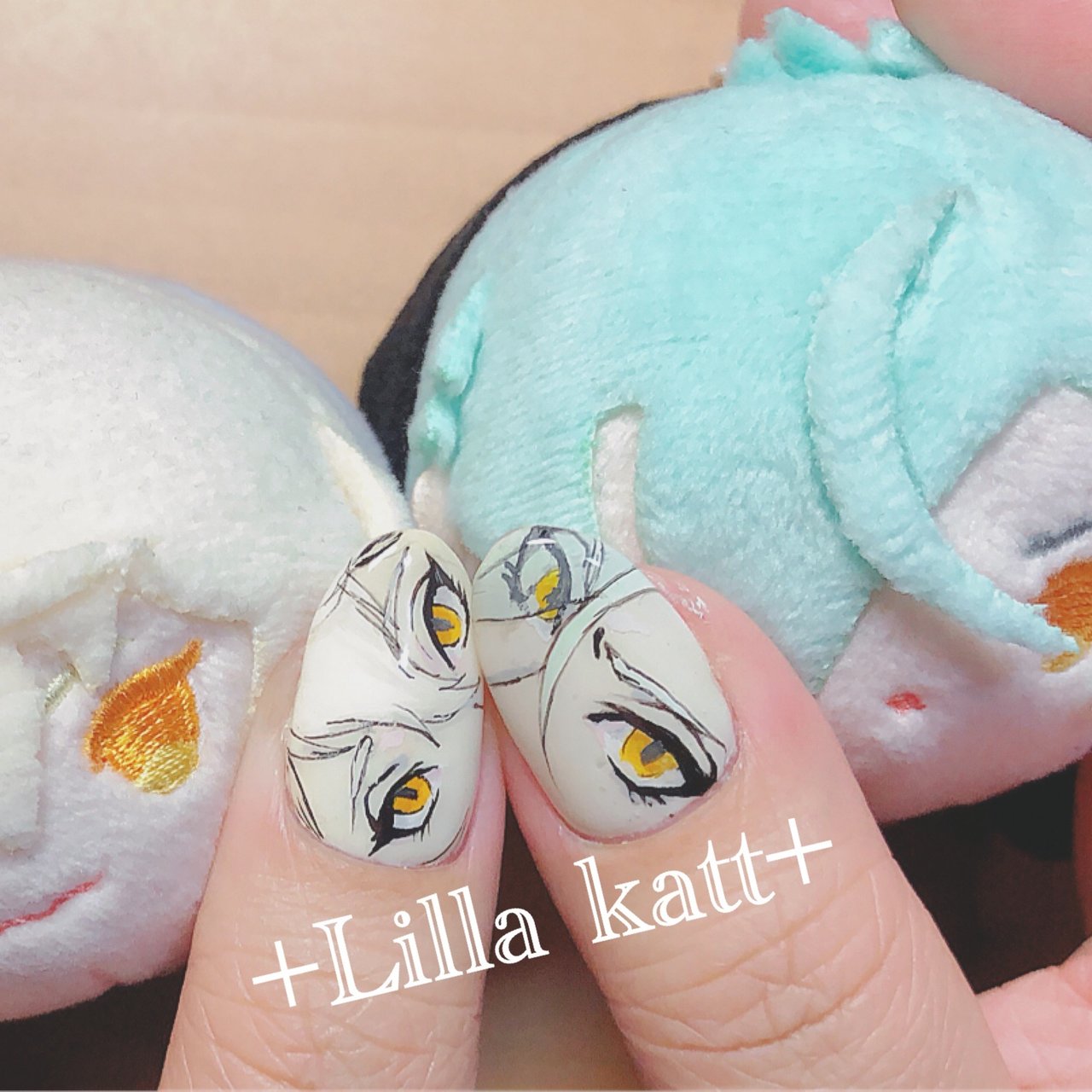 ハンド 痛ネイル キャラクター ホワイト ブラック Lillakatt のネイルデザイン No ネイルブック