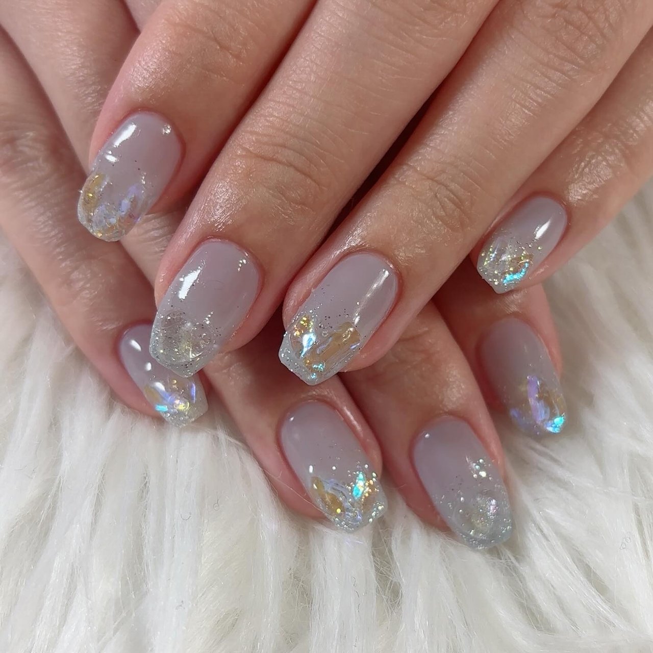 オーロラ/キラキラ/ワンホン - Nail Salon Rose'のネイルデザイン[No