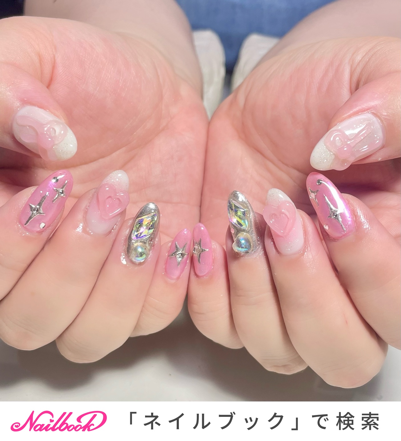 ハート型チークネイルシール I tried new heart cheek sticker gel nail at CANDO. 2024