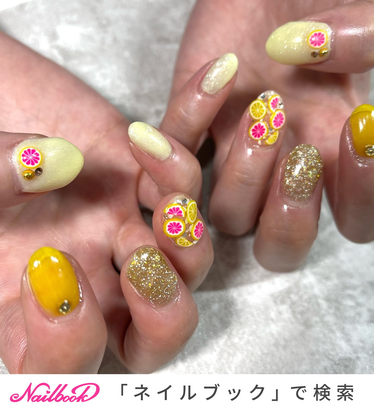 グレープフルーツのネイルデザイン｜ネイルブック