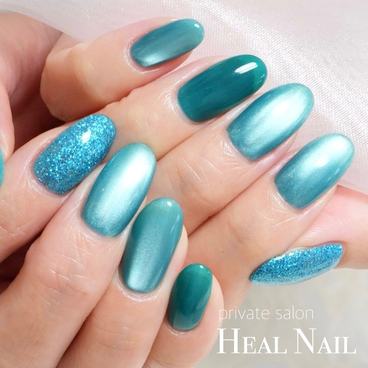夏/オールシーズン/ハンド/マグネット/ターコイズ - Heal Nailのネイル