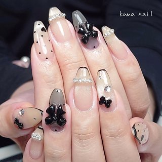 ビジュー/ドット/ロングのネイルデザイン｜ネイルブック ネイルチップ