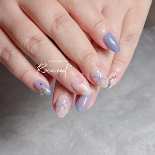 ぷっくり 貝殻ネイル ねこ 肉球 ネイルチップ オーダー リボン ネイル