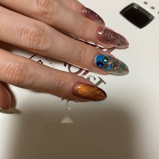 シェル/レッド/マグネットネイルのネイルデザイン｜ネイルブック