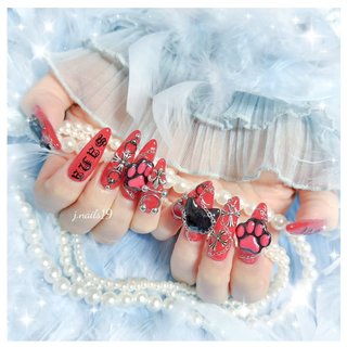 赤 クリア クロムハーツネイルパーツ 12個 赤 クリア クロムハーツネイルパーツ 12個 赤 クリア クロム