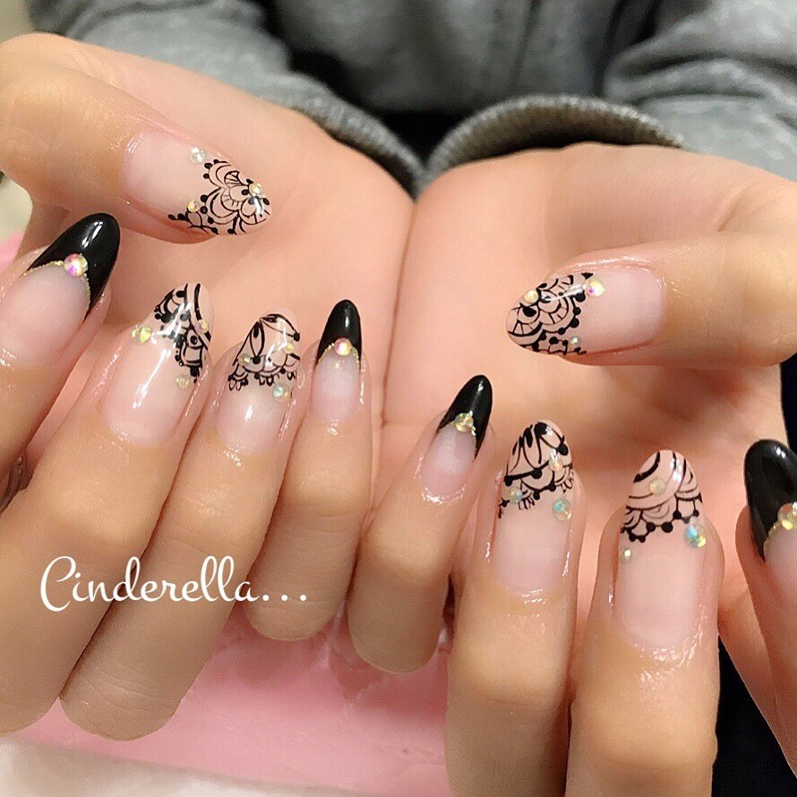 ハンド フレンチ グラデーション レース ロング Nailroom Cinderellaのネイルデザイン No ネイルブック