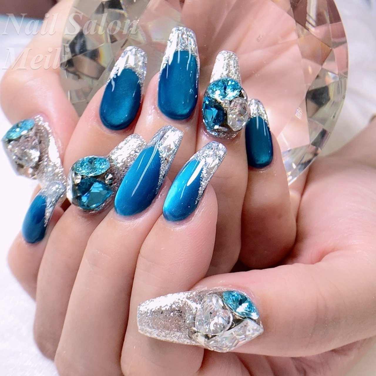 オールシーズン/ハンド/ミディアム/水色/ブルー - NAIL SALON MEILI