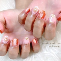 ［40］ネイルチップ マグネット 秋ネイル フラワー ホログラム オレンジ 花 a3fd494a7d6585258934a4f15fd08a