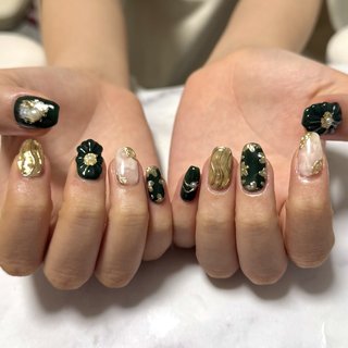 ネイルチップ ニュアンス卒業式成人式 前撮り 振袖 袴 着物 和柄