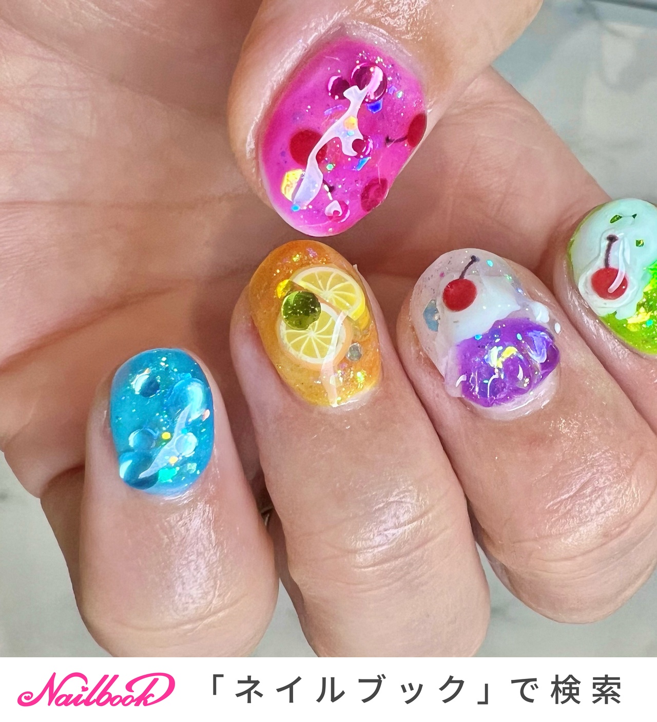 クリームソーダのネイルデザイン｜ネイルブック