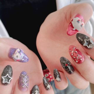 【ありさ】　ネイルチップ　痛ネイル　にじさんじ ⋆ にじさんじ／月ノ美兎 爪に直描きです🌙🐇 ⋆ ⋆ 【痛ネイル