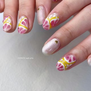 2025年】新着順｜#ピンクグレープフルーツネイルのネイルデザイン