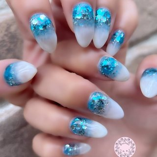 ワンホン/ブルーのネイルデザイン｜ネイルブック