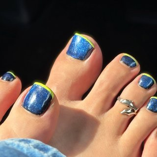 ネイビーマグネット♡ネイルチップ マグネットジェルネイル💅ネイルチップで長さ出し〜ネイル