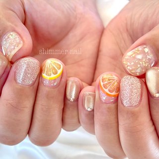 パステルイエロー　ネイルチップ　オーダー　ガラスフレンチ パステルイエローフレンチネイル♡ / ネイルチップ / 春ネイル