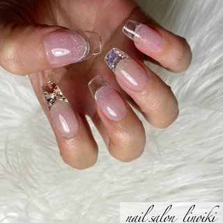 オーロラ/クリアフレンチのネイルデザイン｜ネイルブック