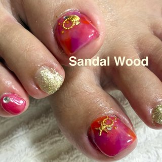 オーダーネイルチップNo.31 暖色系 ラメ キラキラ ニュアンスデザイン