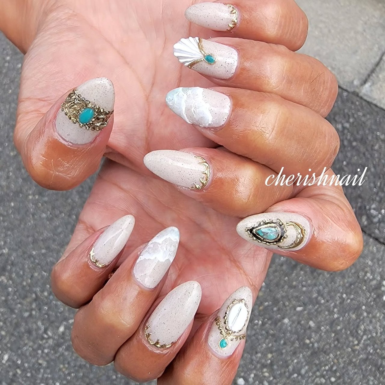 夏/海/シェル/ニュアンス/マグネット - cherish nailのネイルデザイン 