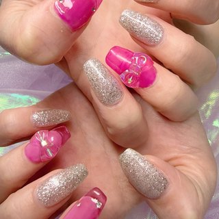 オーロラリボンのネイルデザイン｜ネイルブック