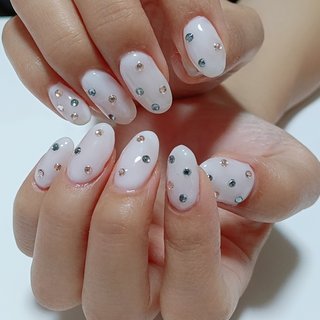 #013 シアーホワイトネイル　ネイルチップ 3e8620e1c5fd4bbe2c805aa7750112