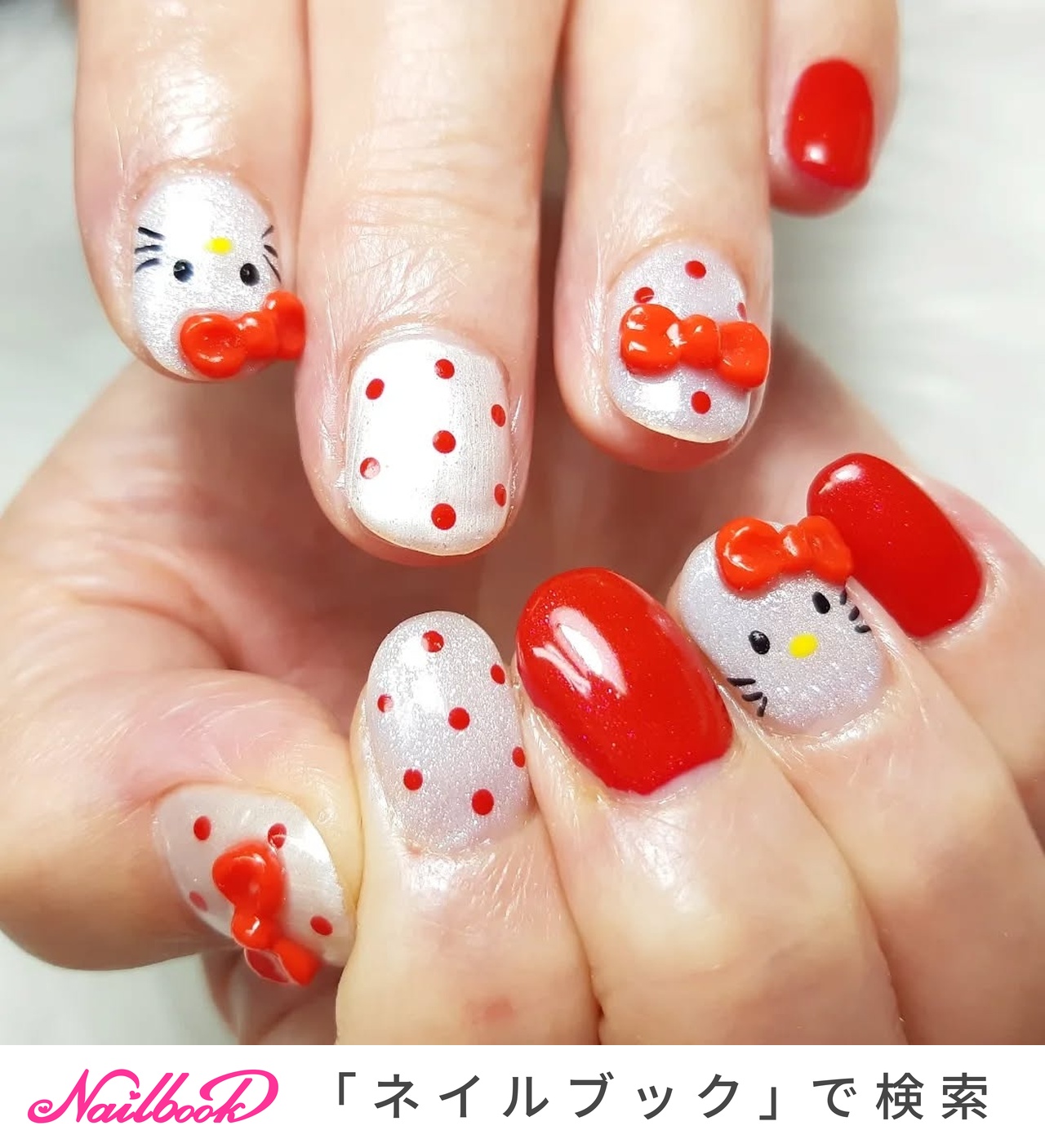 ハローキティネイルのネイルデザイン｜ネイルブック