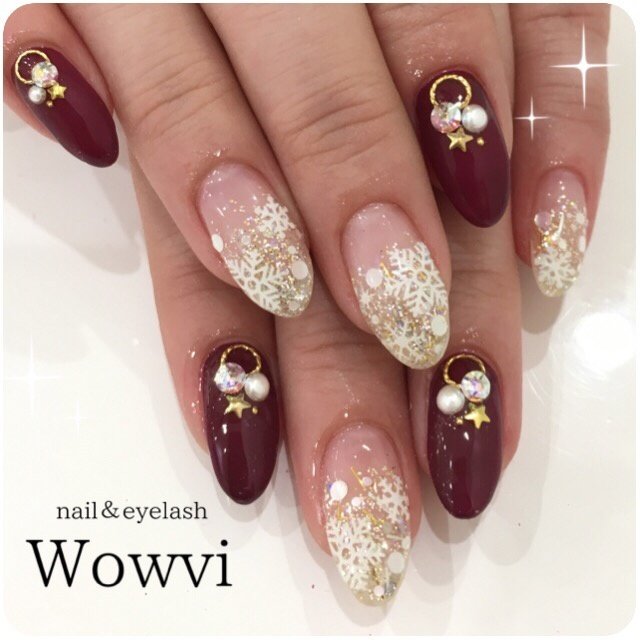 冬 クリスマス パーティー デート シンプル 博多nail Eyelash Wowviのネイルデザイン No ネイルブック
