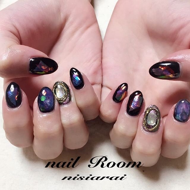 オールシーズン クリスマス ハンド ギャラクシー ブルー Nailroom Nisiaraiのネイルデザイン No ネイルブック