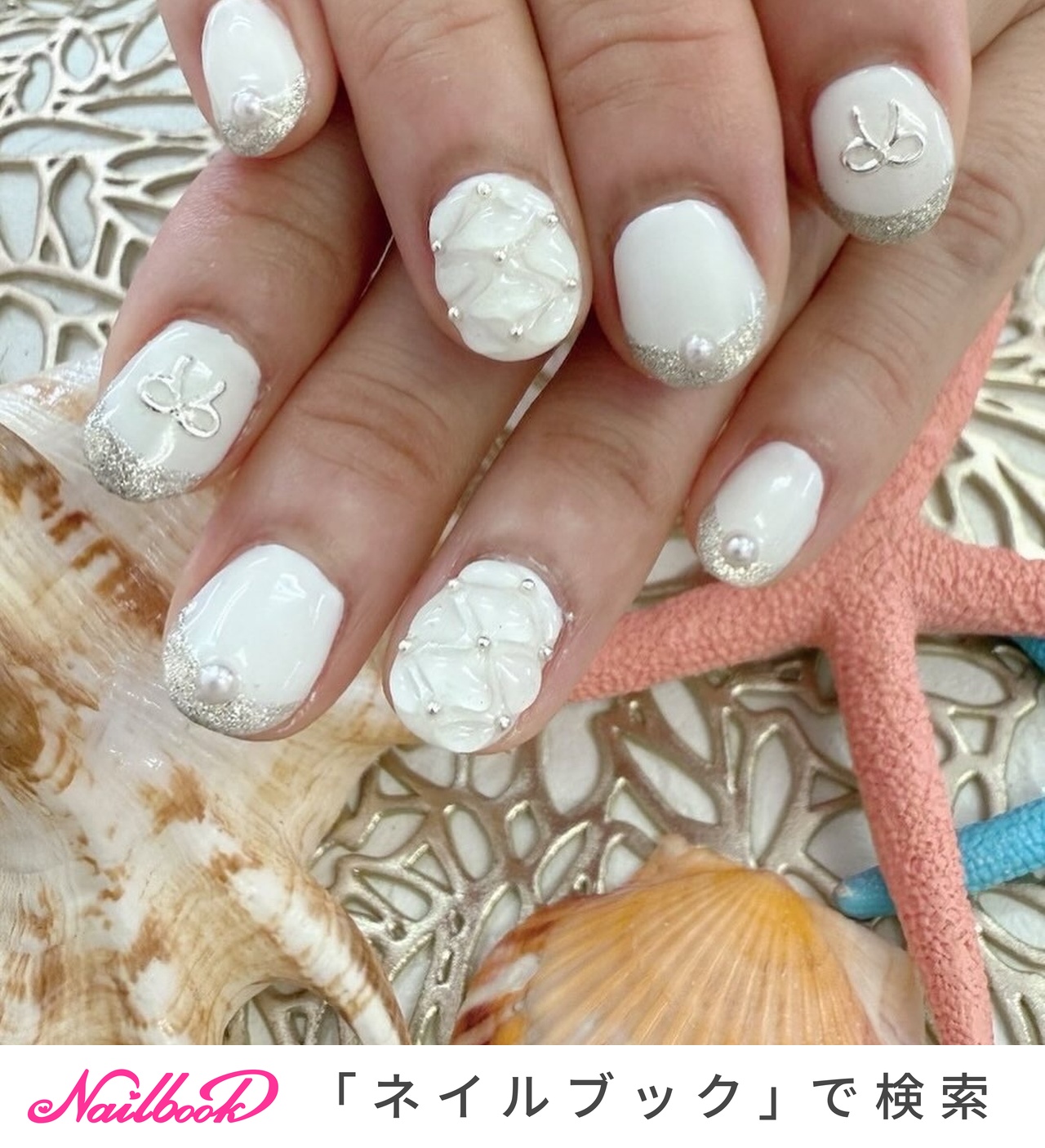 オーダー】マグネットグラデ リボン ワンホン マグネットネイル