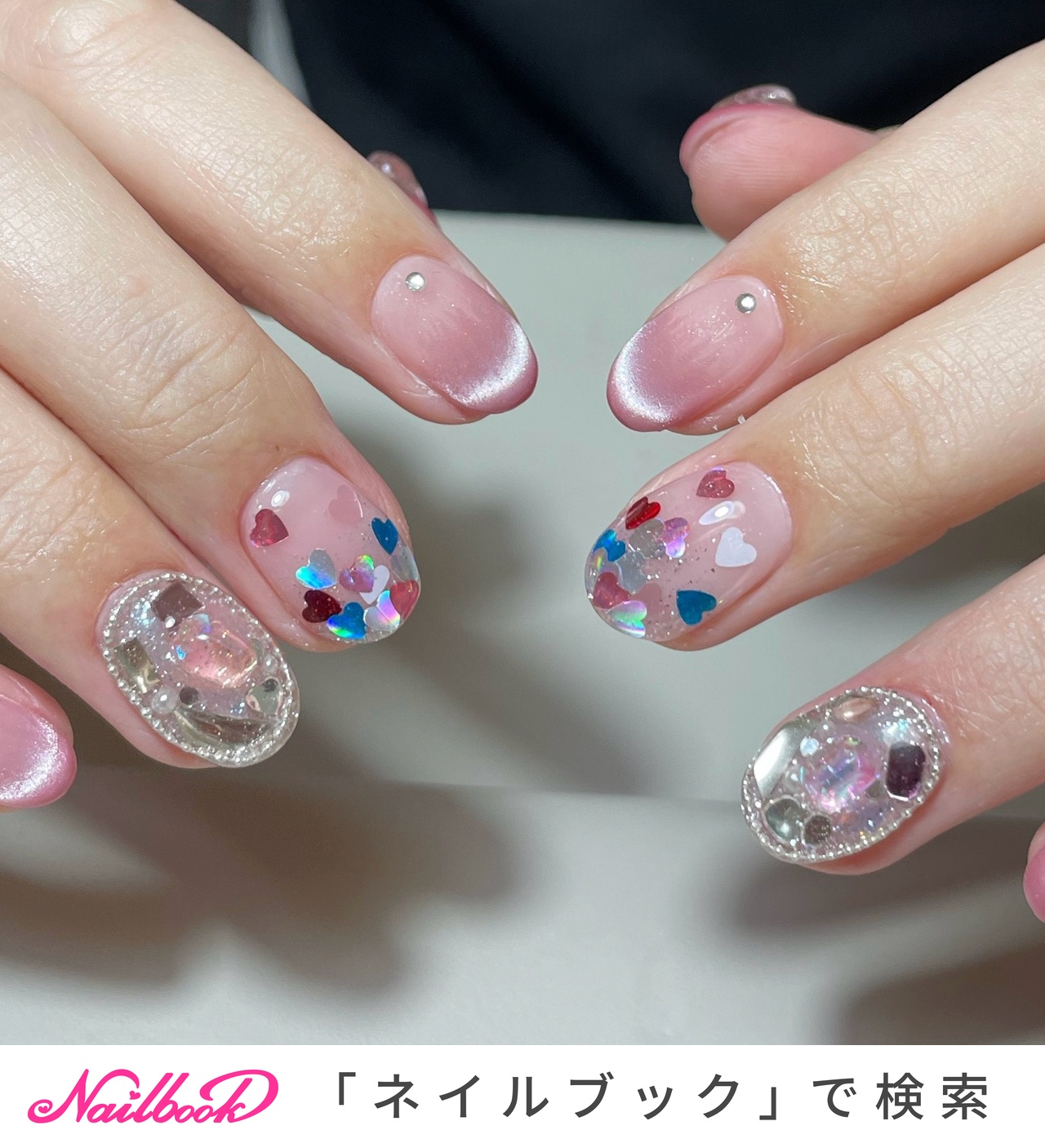 オーダー】ネイルチップ シュガー 埋め尽くし ハート オーダー】ネイル