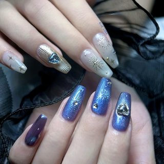 シルバーマグネットネイル 01 クリアハート 韓国 ラメ 冬 秋 ワンホン