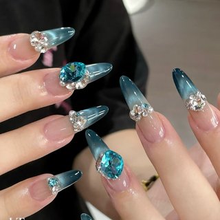 グラデーション/ワンホン/水色のネイルデザイン｜ネイルブック