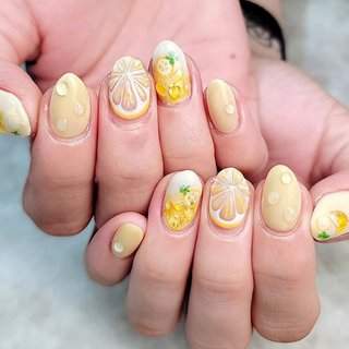 レモンネイル🍋のネイルデザイン｜ネイルブック
