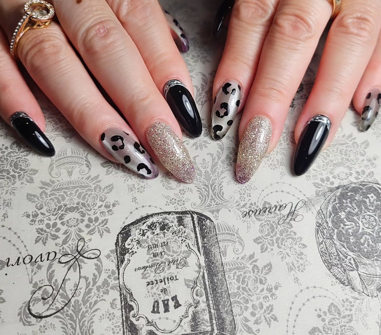 マグネット/レオパード/モノトーン - ゆうのネイルデザイン[No.9587779