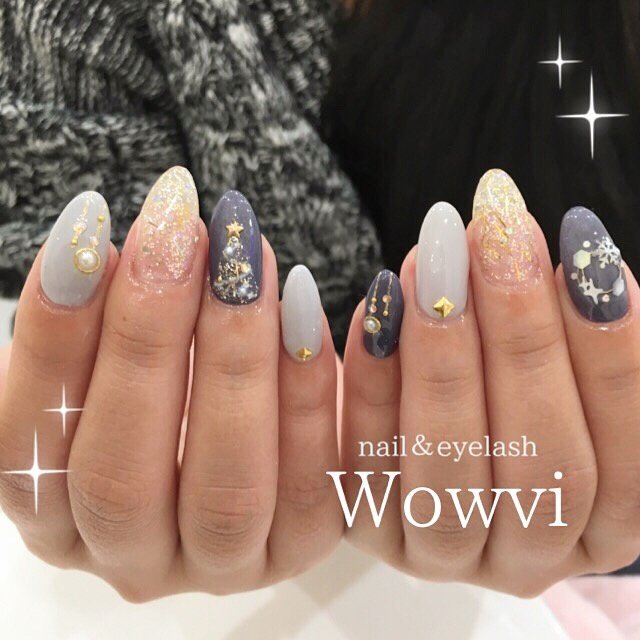 冬 クリスマス パーティー デート ハンド 博多nail Eyelash Wowviのネイルデザイン No 2717991 ネイルブック