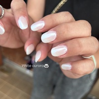 オーダーヴェールネイルニュアンスオーロラホワイトリボンワンホン韓国推しno.66 オーダーヴェールネイルニュアンスオーロラホワイトリボンワンホン韓国