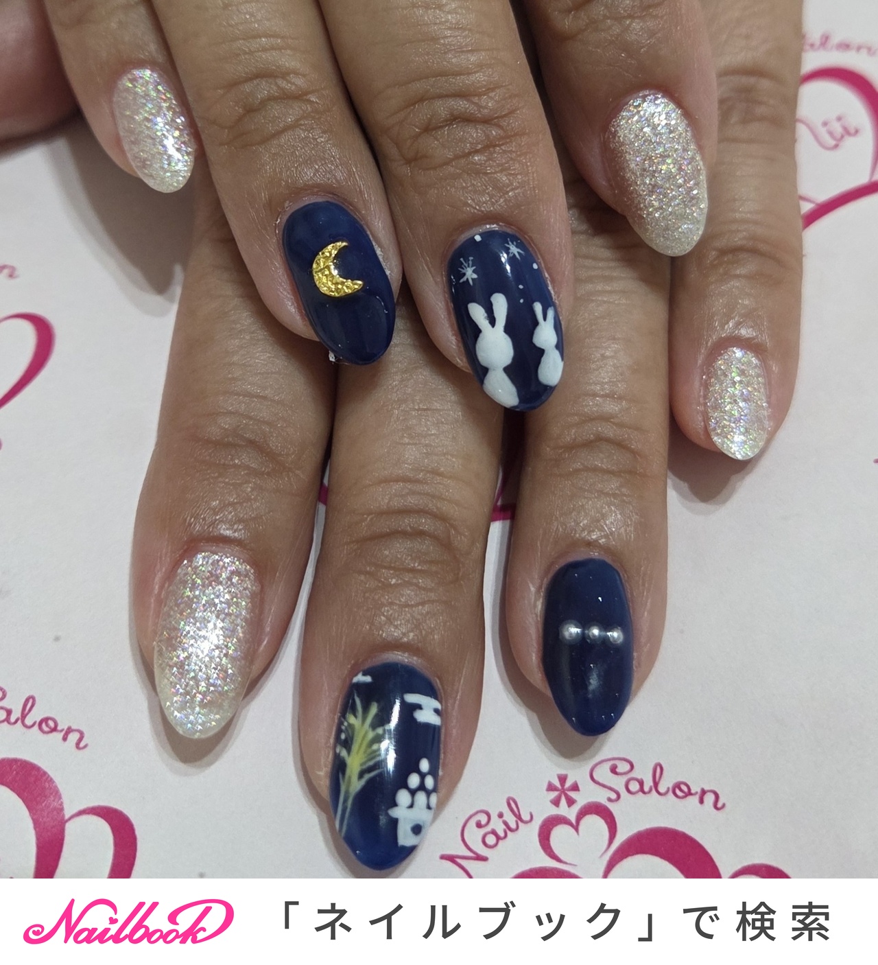 お月見うさぎのネイルデザイン｜ネイルブック